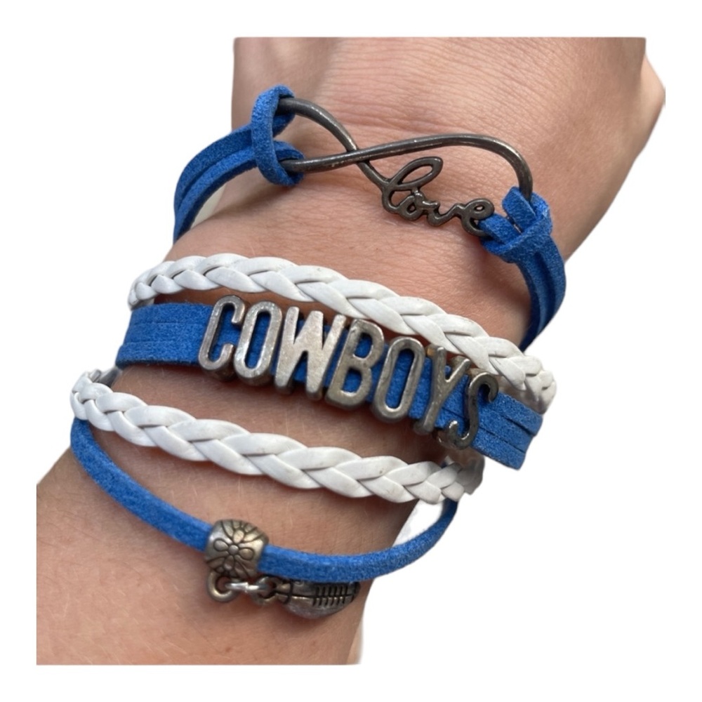 Dallas Cowboys Charm Bracelet - Blue & White, Multi-Layer, Infinity Design